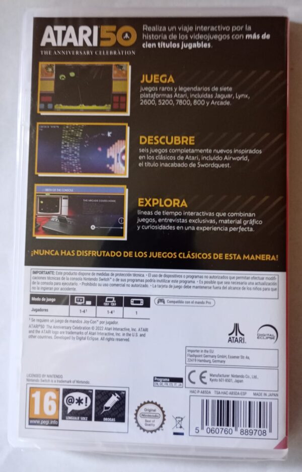 Atari 50: The Anniversary Celebration Nintendo Switch trasera