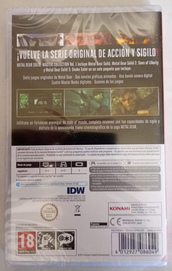 Metal Gear Solid Master Collection Vol.1 Switch trasera